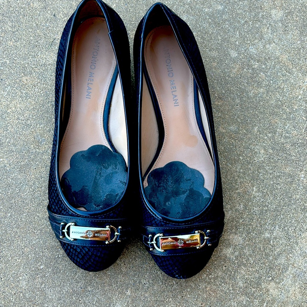 Antonio Melani Navy blue wedges. Smoke free home